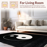 Ultra Soft Area Rug, Non Slip, Stain Resistant, Washable Area Rugs for Living Room, Bedroom, Monochrome Circular Geometric Motif(Black)