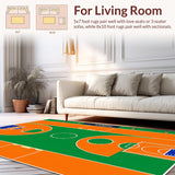 Ultra Soft Area Rug, Non Slip, Stain Resistant, Washable Area Rugs for Living Room, Bedroom, Dynamic Fire Patterned Aesthetic(Orange)