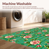 Ultra Soft Area Rug, Non Slip, Stain Resistant, Washable Area Rugs for Living Room, Bedroom, Vintage Floral Bedroom Low Pile Soft Carpet(Green)