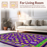 Ultra Soft Area Rug, Non Slip, Stain Resistant, Washable Area Rugs for Living Room, Bedroom, Elegant Floral Medley Design(Purple)