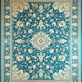 Ultra Soft Area Rug, Non Slip, Stain Resistant, Washable Area Rugs for Living Room, Bedroom, Heritage Medallion Area with Oceanic Flourish and Beige Vintage Motifs(Blue)