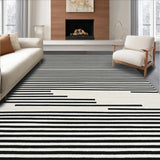 Ultra Soft Area Rug, Non Slip, Stain Resistant, Washable Area Rugs for Living Room, Bedroom, Chic Entryway Rug Featuring Graphic Stripe Motif, Minimalist Linear Art Style(Black)