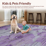 Ultra Soft Area Rug, Non Slip, Stain Resistant, Washable Area Rugs for Living Room, Bedroom, Artistic Lattice Pattern Exploration(Purple)