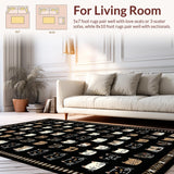 Ultra Soft Area Rug, Non Slip, Stain Resistant, Washable Area Rugs for Living Room, Bedroom, Charming Rustic Welcome Greetings(Black)