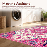 Ultra Soft Area Rug, Non Slip, Stain Resistant, Washable Area Rugs for Living Room, Bedroom, Vibrant Pastel Geometric Elegance(White)
