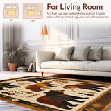 Ultra Soft Area Rug, Non Slip, Stain Resistant, Washable Area Rugs for Living Room, Bedroom, Vibrant Youthful Contemporary Look(Brown)