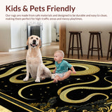 Ultra Soft Area Rug, Non Slip, Stain Resistant, Washable Area Rugs for Living Room, Bedroom, Sophisticated Gothic Serpent Visuals(Gold)