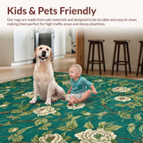 Ultra Soft Area Rug, Non Slip, Stain Resistant, Washable Area Rugs for Living Room, Bedroom, Sophisticated Moss Green Decorative Element(Green)
