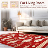 Ultra Soft Area Rug, Non Slip, Stain Resistant, Washable Area Rugs for Living Room, Bedroom, Rustic Nautical Charm Pattern(Red)