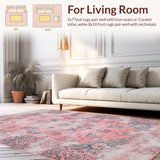 Ultra Soft Area Rug, Non Slip, Stain Resistant, Washable Area Rugs for Living Room, Bedroom, Trendy Textured Pink Motif(Pink)