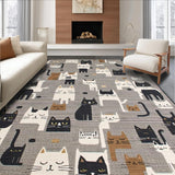 Ultra Soft Area Rug, Non Slip, Stain Resistant, Washable Area Rugs for Living Room, Bedroom, Funky Gray Cat Graphic Design(Gray)
