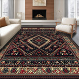 Ultra Soft Area Rug, Non Slip, Stain Resistant, Washable Area Rugs for Living Room, Bedroom, Rustic Geometric Black and White Design(Black)