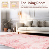 Ultra Soft Area Rug, Non Slip, Stain Resistant, Washable Area Rugs for Living Room, Bedroom, Contemporary Pink Plush Oasis(Pink)