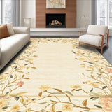 Ultra Soft Area Rug, Non Slip, Stain Resistant, Washable Area Rugs for Living Room, Bedroom, Retro Beige Abstract Floral and Curvilinear(Beige)