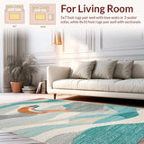 Ultra Soft Area Rug, Non Slip, Stain Resistant, Washable Area Rugs for Living Room, Bedroom, Gray and Teal Surf Board Rug Featuring Stylized Turtle and Ocean Ripples(Gray)