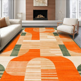 Ultra Soft Area Rug, Non Slip, Stain Resistant, Washable Area Rugs for Living Room, Bedroom, Striking Dynamic Linear Arrangement(Orange)