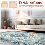Ultra Soft Area Rug, Non Slip, Stain Resistant, Washable Area Rugs for Living Room, Bedroom, Chic Glam Paisley Aesthetic(Ivory)