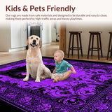 Ultra Soft Area Rug, Non Slip, Stain Resistant, Washable Area Rugs for Living Room, Bedroom, Gothic Cat Skull Aesthetic(Purple)