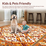 Ultra Soft Area Rug, Non Slip, Stain Resistant, Washable Area Rugs for Living Room, Bedroom, Amber Cascade Decorative Area with Flowing Geometric Motifs(Brown)