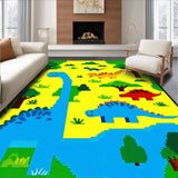 Ultra Soft Area Rug, Non Slip, Stain Resistant, Washable Area Rugs for Living Room, Bedroom, Colorful Volcano Road Map Design(Yellow)