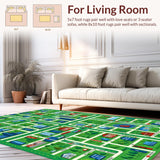 Ultra Soft Area Rug, Non Slip, Stain Resistant, Washable Area Rugs for Living Room, Bedroom, Playful Urban Track Layout Rug(Blue)