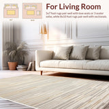 Ultra Soft Area Rug, Non Slip, Stain Resistant, Washable Area Rugs for Living Room, Bedroom, Sleek Abstract Earthy Hues(Beige)