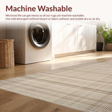 Ultra Soft Area Rug, Non Slip, Stain Resistant, Washable Area Rugs for Living Room, Bedroom, Chic Rustic Farmhouse Weaved Design(Beige)