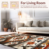Ultra Soft Area Rug, Non Slip, Stain Resistant, Washable Area Rugs for Living Room, Bedroom, Southwestern Colorful Tribal Texture(Brown)