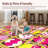 Ultra Soft Area Rug, Non Slip, Stain Resistant, Washable Area Rugs for Living Room, Bedroom, Festive Springtime Egg Motif(Pink)