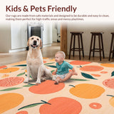 Ultra Soft Area Rug, Non Slip, Stain Resistant, Washable Area Rugs for Living Room, Bedroom, Cute Summery Citrus Vibe Atmosphere(Orange)