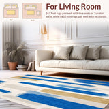 Ultra Soft Area Rug, Non Slip, Stain Resistant, Washable Area Rugs for Living Room, Bedroom, Stylish Area with Unique Modern Art Design(Blue)