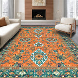 Ultra Soft Area Rug, Non Slip, Stain Resistant, Washable Area Rugs for Living Room, Bedroom, Chic Floral Trellis Arrangement(Orange)