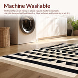 Ultra Soft Area Rug, Non Slip, Stain Resistant, Washable Area Rugs for Living Room, Bedroom, Foldable Plastic Straw Featuring Geometric Chevron Design(Beige)