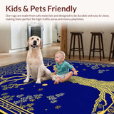 Ultra Soft Area Rug, Non Slip, Stain Resistant, Washable Area Rugs for Living Room, Bedroom, Rustic Geometric Blue Patterns(Blue)