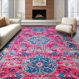 Ultra Soft Area Rug, Non Slip, Stain Resistant, Washable Area Rugs for Living Room, Bedroom, Modern Floral Stain Resistant Bedroom Area Rug(Pink)