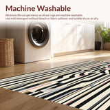 Ultra Soft Area Rug, Non Slip, Stain Resistant, Washable Area Rugs for Living Room, Bedroom, Geometric Serpentine Runner: Black & White Striped Entryway Rug(Black)