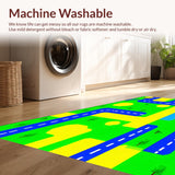 Ultra Soft Area Rug, Non Slip, Stain Resistant, Washable Area Rugs for Living Room, Bedroom, Cheerful Town Scene Layout(Yellow)