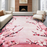 Ultra Soft Area Rug, Non Slip, Stain Resistant, Washable Area Rugs for Living Room, Bedroom, Lively Blossom Branch Visuals(Pink)