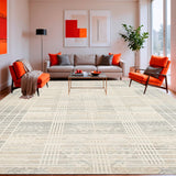 Ultra Soft Area Rug, Non Slip, Stain Resistant, Washable Area Rugs for Living Room, Bedroom, Modern Neutral Textured Woven Area(Beige)
