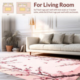 Ultra Soft Area Rug, Non Slip, Stain Resistant, Washable Area Rugs for Living Room, Bedroom, Charming Floral Petal Aesthetic(Pink)