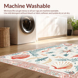Ultra Soft Area Rug, Non Slip, Stain Resistant, Washable Area Rugs for Living Room, Bedroom, Cute Coral Patterned Delight(White)