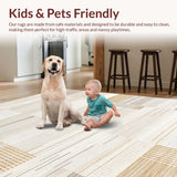 Ultra Soft Area Rug, Non Slip, Stain Resistant, Washable Area Rugs for Living Room, Bedroom, Contemporary Cozy Popcorn Aesthetic(Beige)