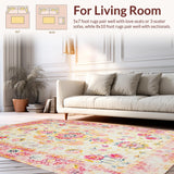 Ultra Soft Area Rug, Non Slip, Stain Resistant, Washable Area Rugs for Living Room, Bedroom, Radiant Pastel Lace Motif(Yellow)