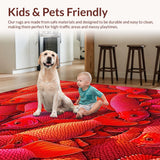 Ultra Soft Area Rug, Non Slip, Stain Resistant, Washable Area Rugs for Living Room, Bedroom, Vibrant Red Fish Coastal Entryway Non-Slip Doormat(Red)