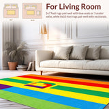 Ultra Soft Area Rug, Non Slip, Stain Resistant, Washable Area Rugs for Living Room, Bedroom, Charming Multi-Hued Educational Piece(Red)