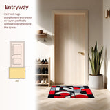Sophia Collection Hand Carved Rug Contemporary Abstract Red Black Grey(Red)