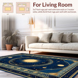 Ultra Soft Area Rug, Non Slip, Stain Resistant, Washable Area Rugs for Living Room, Bedroom, Stylish Earthy Trellis Influence(Blue)