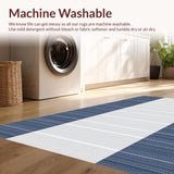 Ultra Soft Area Rug, Non Slip, Stain Resistant, Washable Area Rugs for Living Room, Bedroom, Elegant Navy and White Pattern(Blue)