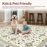Ultra Soft Area Rug, Non Slip, Stain Resistant, Washable Area Rugs for Living Room, Bedroom, Stylish Low Pile Retro Charm(White)