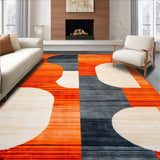 Ultra Soft Area Rug, Non Slip, Stain Resistant, Washable Area Rugs for Living Room, Bedroom, Dynamic Orange Tiled Composition(Orange)